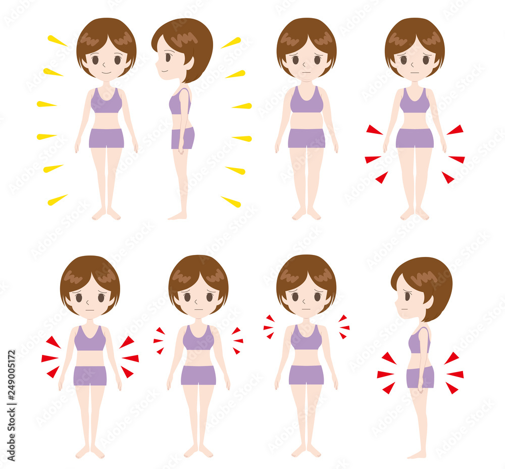 体にコンプレックスがある女性のイラスト Stock Vector Adobe Stock