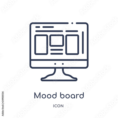 mood board icon from technology outline collection. Thin line mood board icon isolated on white background.