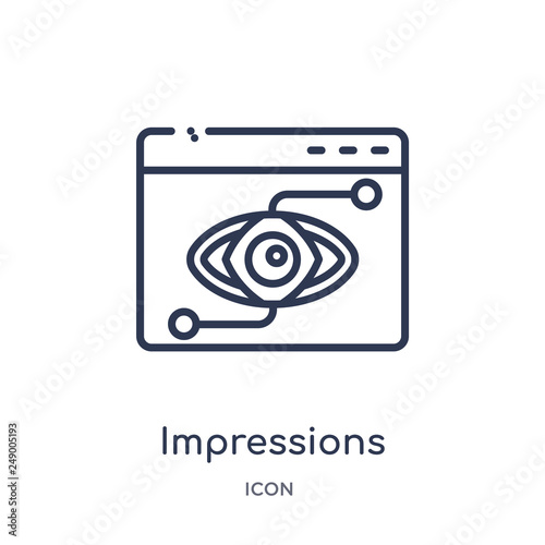 impressions icon from technology outline collection. Thin line impressions icon isolated on white background.