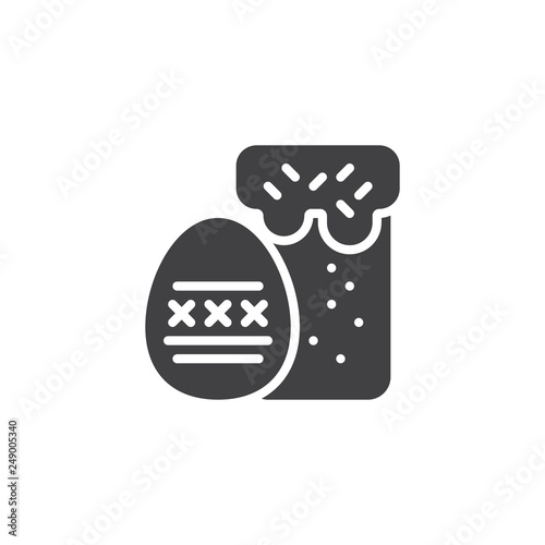Easter cake and egg vector icon. filled flat sign for mobile concept and web design. Easter egg and cake simple solid icon. Symbol, logo illustration. Pixel perfect vector graphics