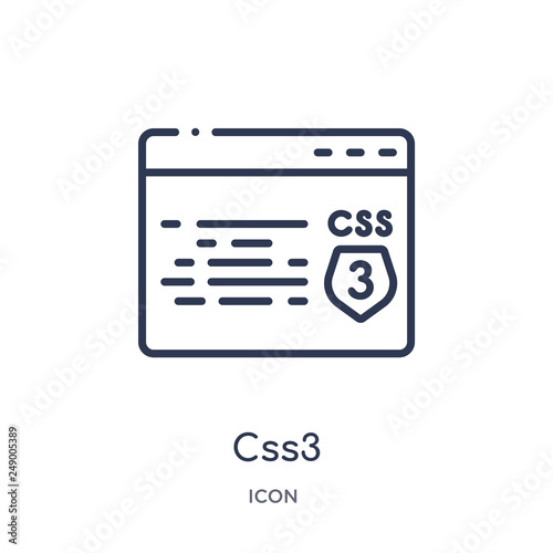 css3 icon from technology outline collection. Thin line css3 icon isolated on white background.