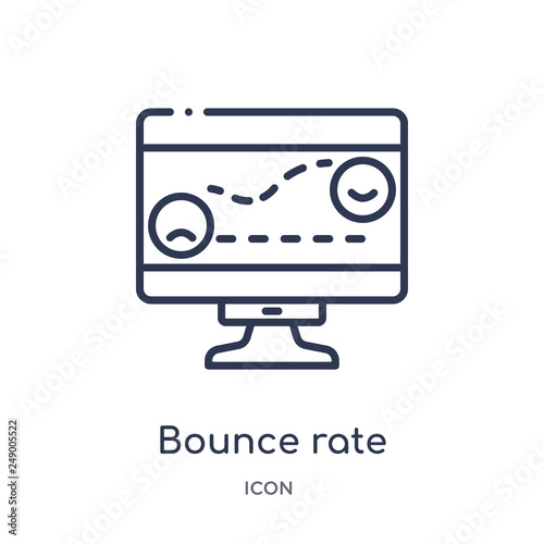 bounce rate icon from technology outline collection. Thin line bounce rate icon isolated on white background.