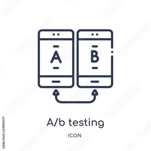 a/b testing icon from technology outline collection. Thin line a/b testing icon isolated on white background.
