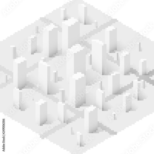 Isometric view of skyscraper office buildings illustration. Commercial real estate for your business. Graphic concept for your design.