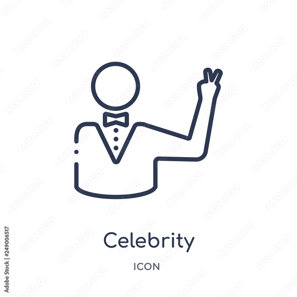 celebrity icon from success outline collection. Thin line celebrity icon isolated on white background. celebrity icon from success outline collection. Thin line celebrity icon isolated on white background.