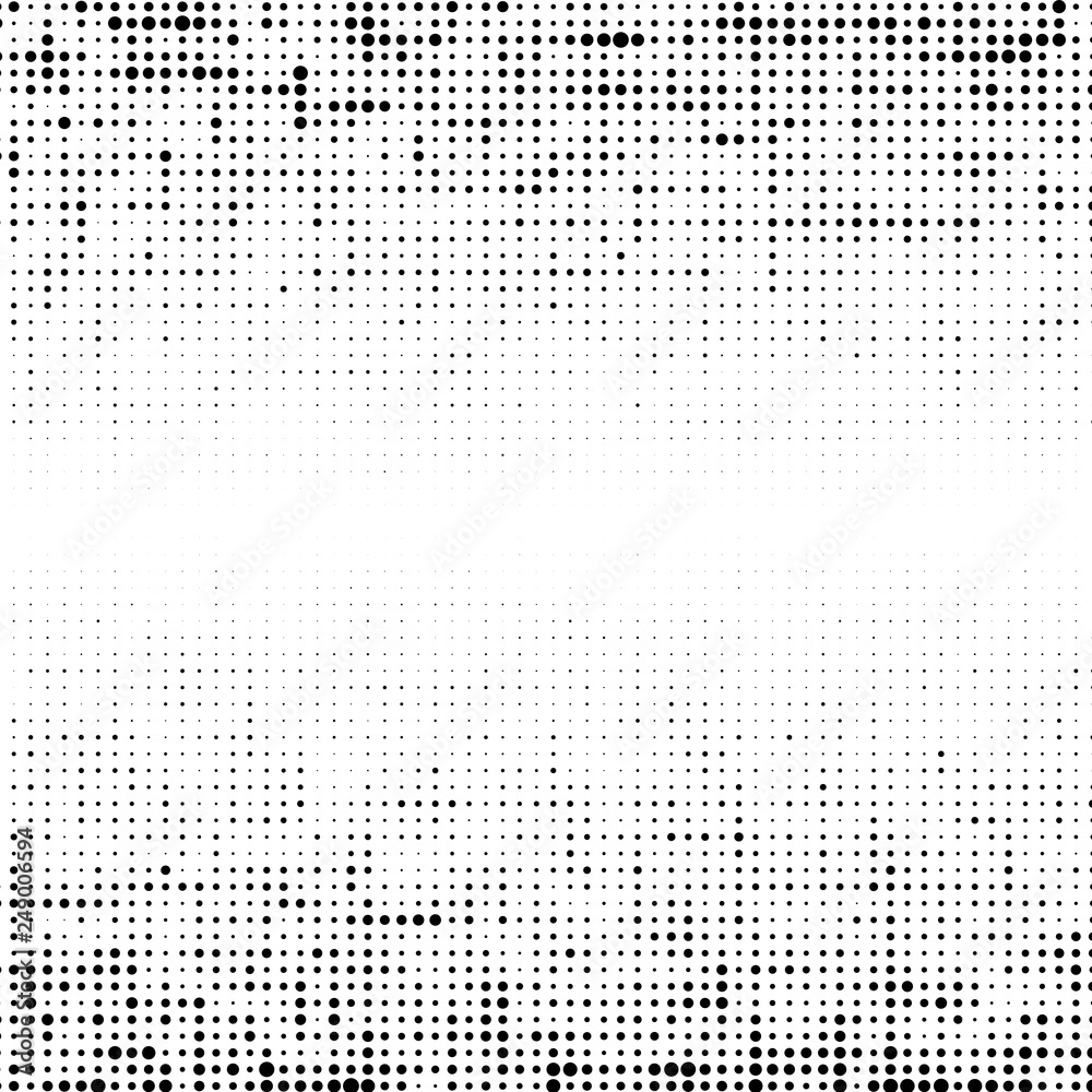 The background of raster semitone of gray dots on the white for text, banner, poster, label, sticker, layout.