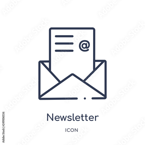 newsletter icon from success outline collection. Thin line newsletter icon isolated on white background. photo