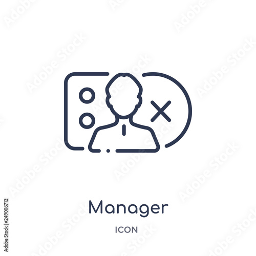 manager icon from strategy outline collection. Thin line manager icon isolated on white background.