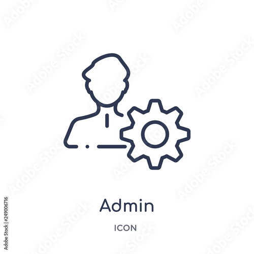 admin icon from strategy outline collection. Thin line admin icon isolated on white background. photo