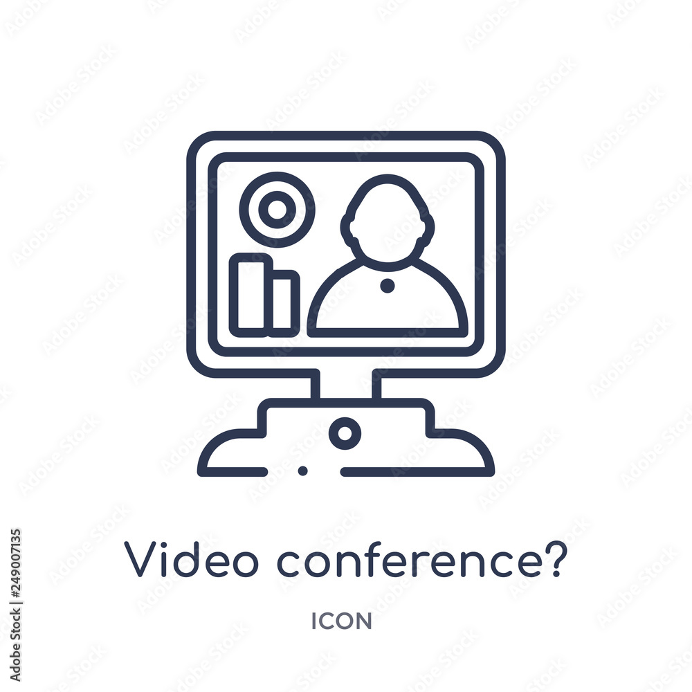 video conference? icon from strategy outline collection. Thin line video conference? icon isolated on white background. video conference? icon from strategy outline collection. Thin line video conference? icon isolated on white background.