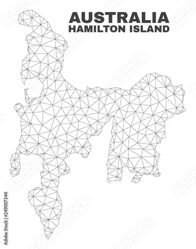Abstract Hamilton Island map isolated on a white background. Triangular mesh model in black color of Hamilton Island map. Polygonal geographic scheme designed for political illustrations.