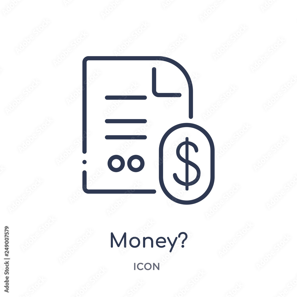 money? icon from strategy outline collection. Thin line money? icon isolated on white background. money? icon from strategy outline collection. Thin line money? icon isolated on white background.