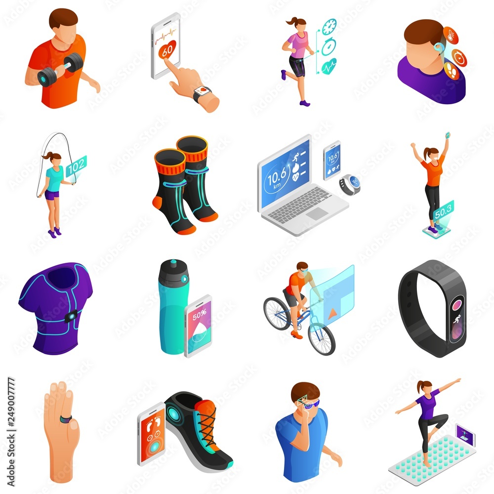 Gadgets for Active People Isometric Vector Set Gadgets for Active People Isometric Vector Set