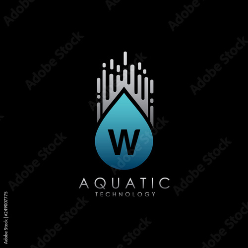 Digital Water Drop W Letter Logo