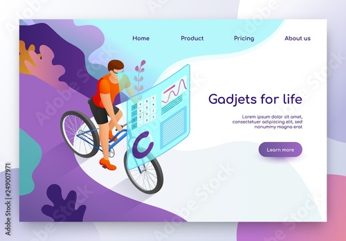 Modern Gadget for Fitness Isometric Vector Website