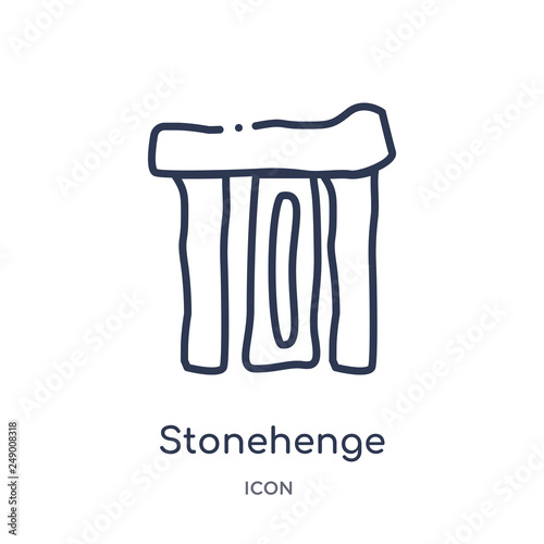 stonehenge icon from stone age outline collection. Thin line stonehenge icon isolated on white background.