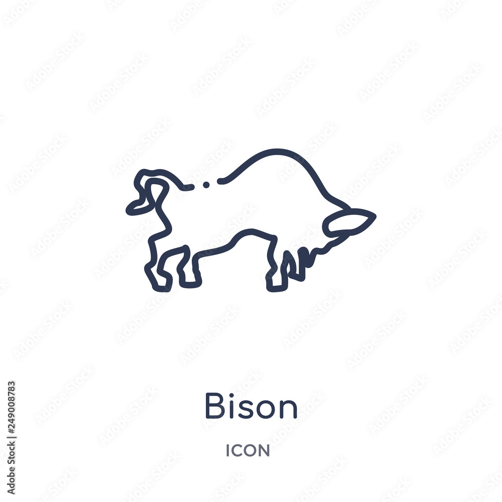 bison icon from united states outline collection. Thin line bison icon isolated on white background.
