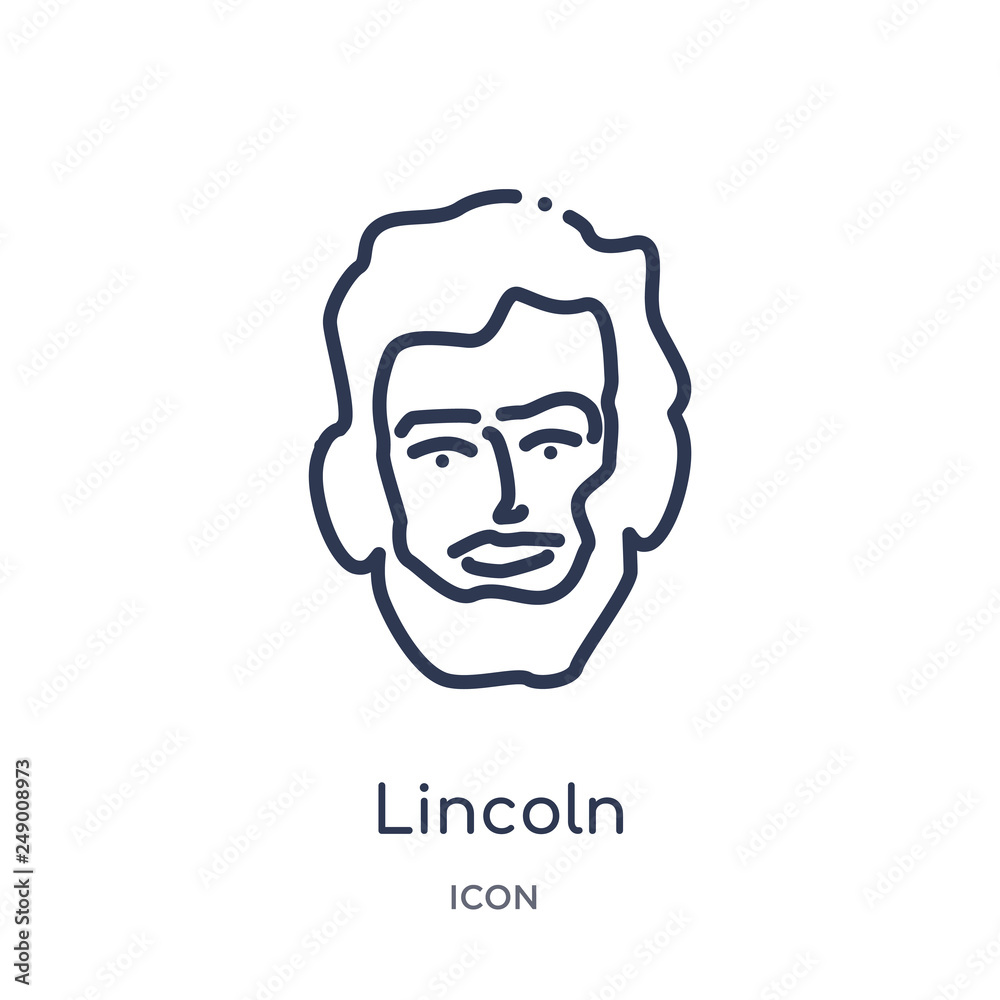 lincoln icon from united states outline collection. Thin line lincoln icon isolated on white background.
