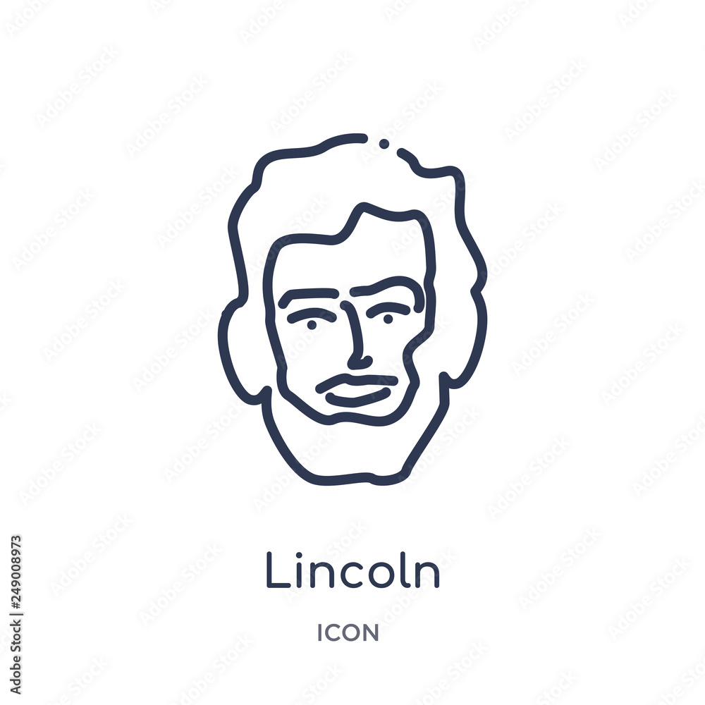 lincoln icon from united states outline collection. Thin line lincoln icon isolated on white background. lincoln icon from united states outline collection. Thin line lincoln icon isolated on white background.