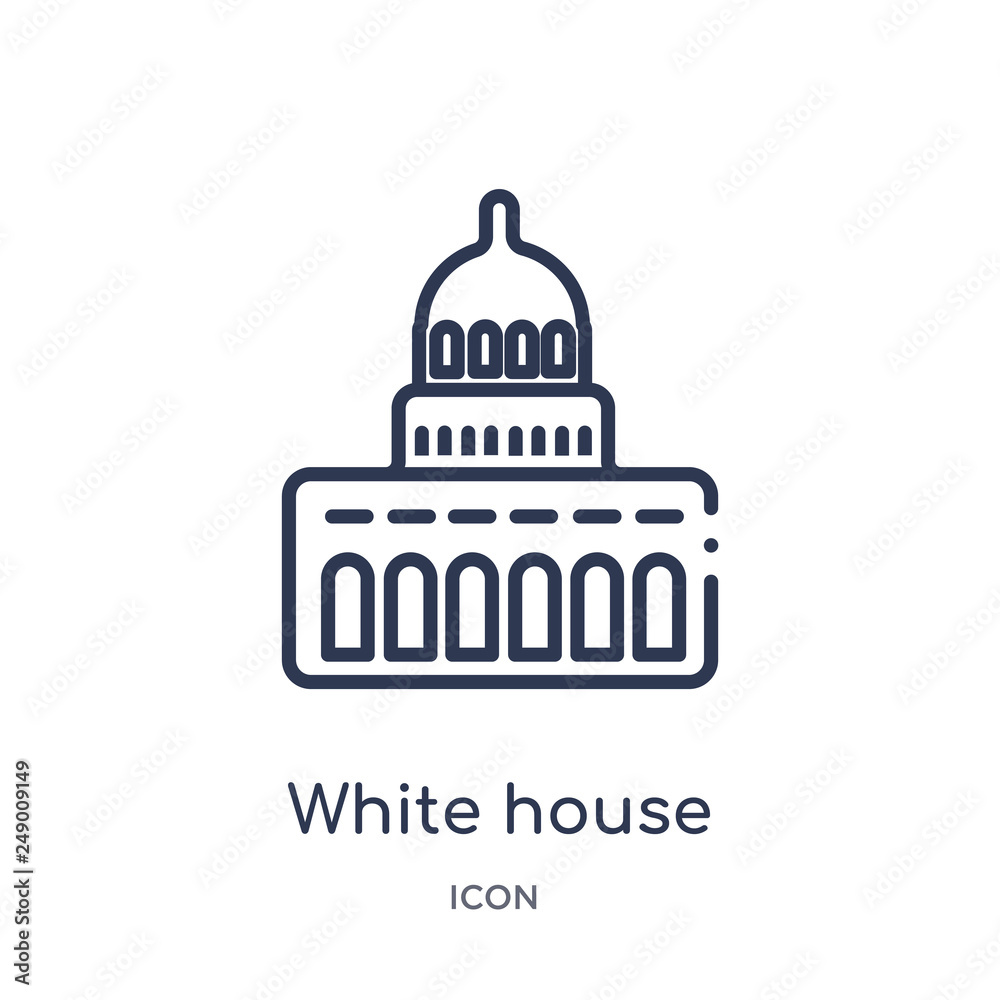 white house icon from united states outline collection. Thin line white house icon isolated on white background.