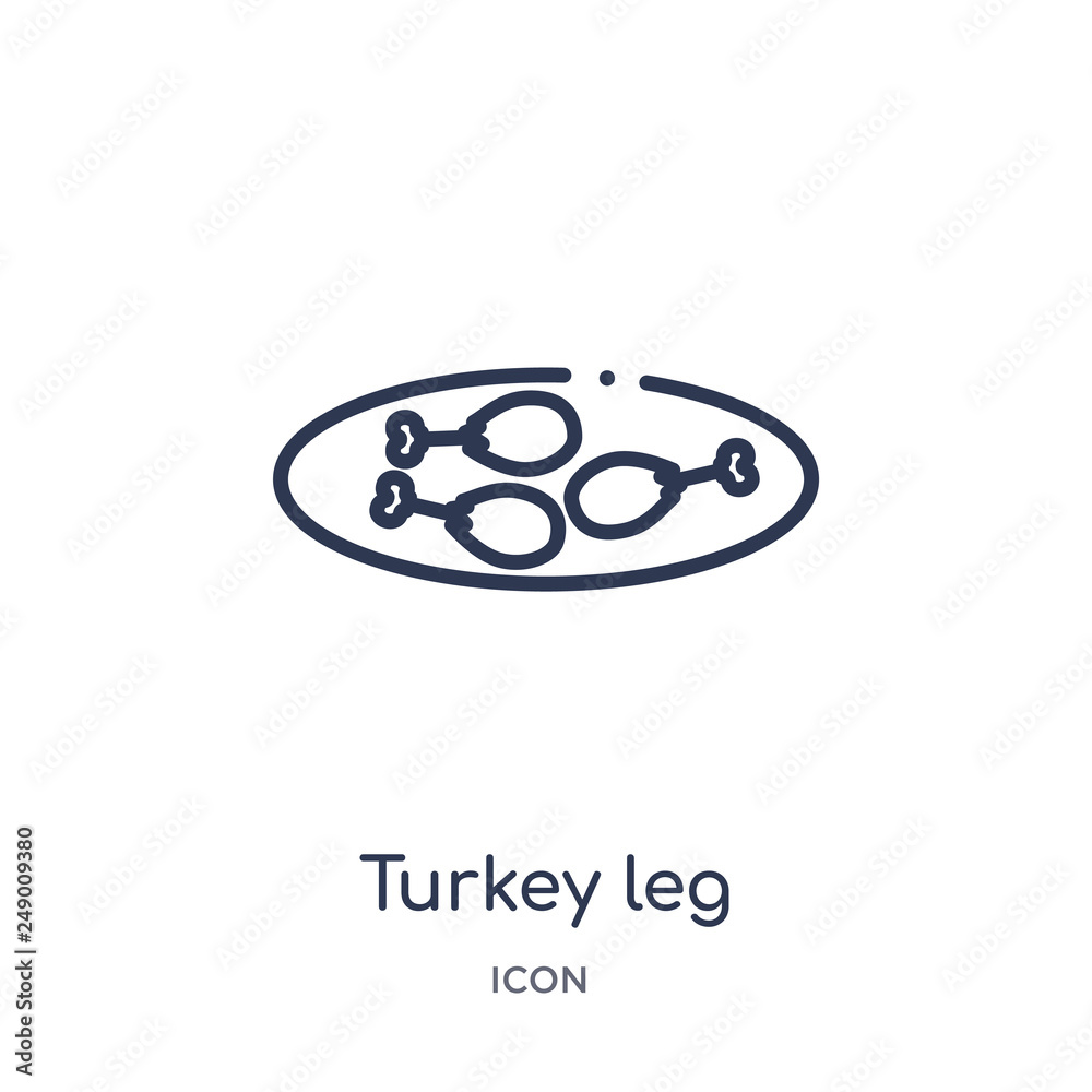 turkey leg icon from united states of america outline collection. Thin line turkey leg icon isolated on white background. - obrazy, fototapety, plakaty 
