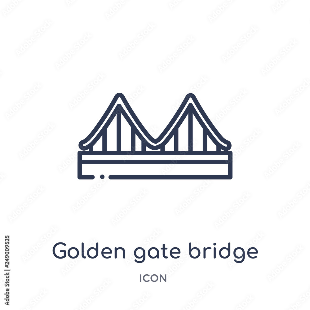 golden gate bridge icon from united states of america outline collection. Thin line golden gate bridge icon isolated on white background.
