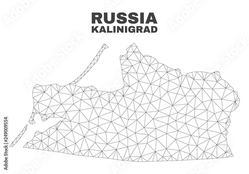 Abstract Kalinigrad Region map isolated on a white background. Triangular mesh model in black color of Kalinigrad Region map. Polygonal geographic scheme designed for political illustrations. photo