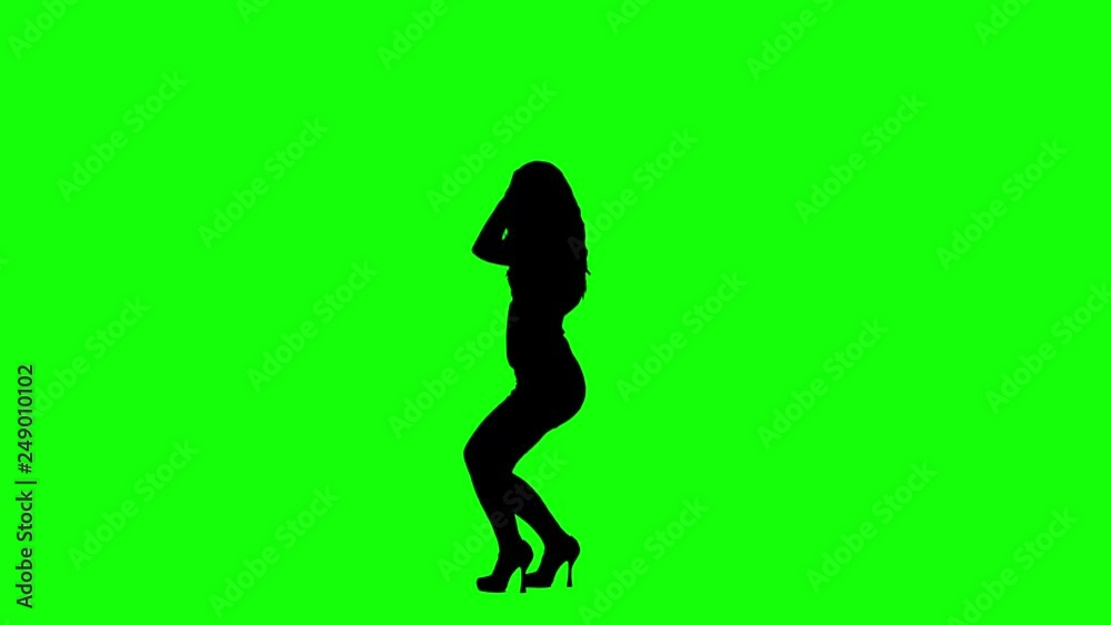 Disco Girl Dancing in Club Green Screen Silhouette Disco Girl Dancing in Club Green Screen Silhouette