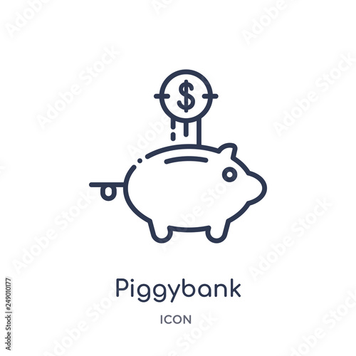 piggybank icon from startup stategy and success outline collection. Thin line piggybank icon isolated on white background.