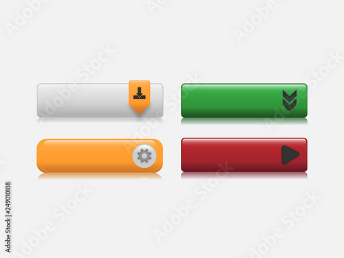 action buttons with different styles and shapes. Action button vector for web