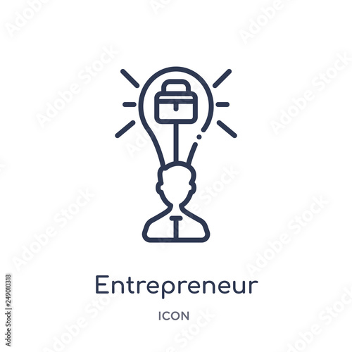 entrepreneur icon from startup stategy and success outline collection. Thin line entrepreneur icon isolated on white background.
