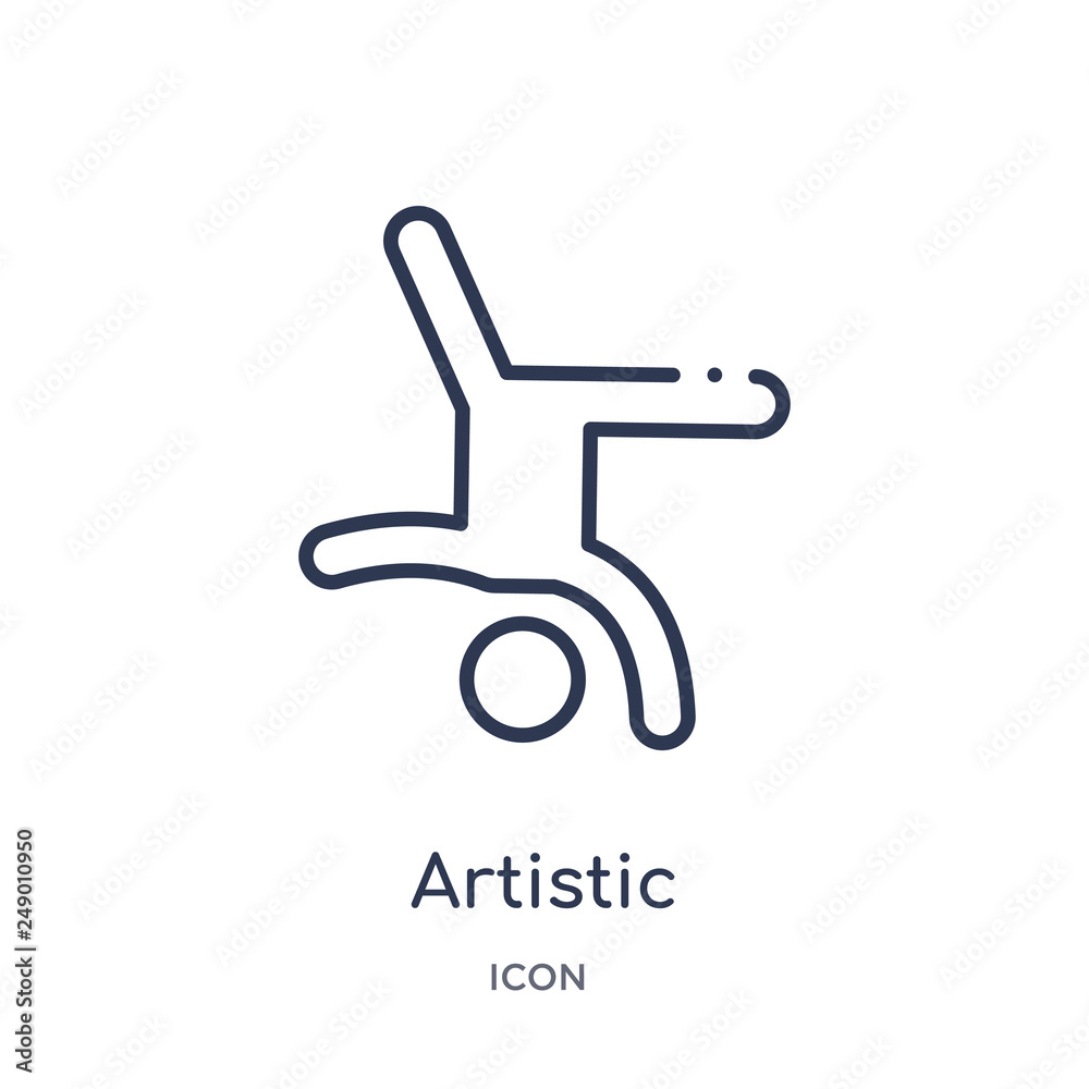 artistic gymnastics icon from sport outline collection. Thin line artistic gymnastics icon isolated on white background. artistic gymnastics icon from sport outline collection. Thin line artistic gymnastics icon isolated on white background.