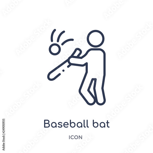 baseball bat icon from sport outline collection. Thin line baseball bat icon isolated on white background.