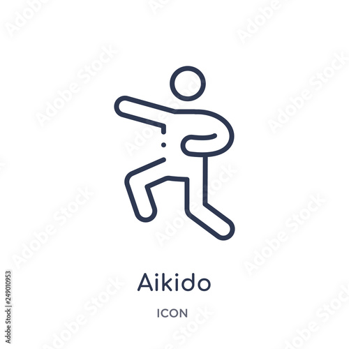 aikido icon from sport outline collection. Thin line aikido icon isolated on white background.