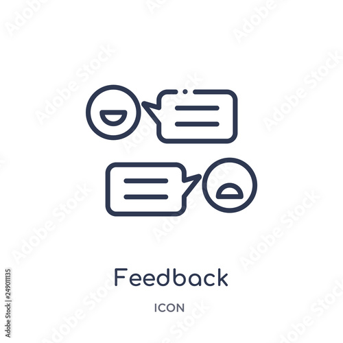 feedback icon from social media marketing outline collection. Thin line feedback icon isolated on white background.