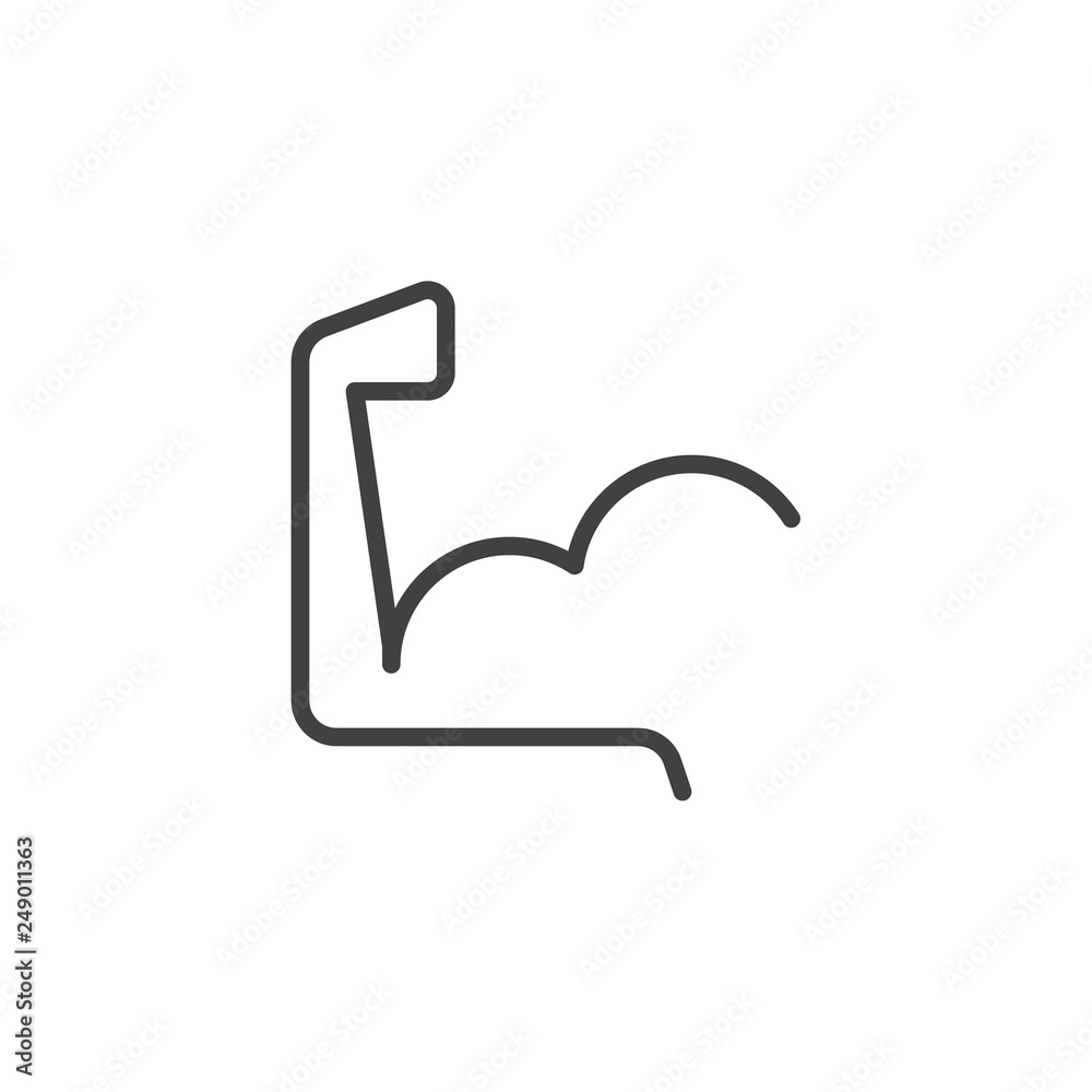 Flexed Biceps Hand line icon. linear style sign for mobile concept and web design. Strong arm muscles outline vector icon. Gym symbol, logo illustration. Pixel perfect vector graphics Flexed Biceps Hand line icon. linear style sign for mobile concept and web design. Strong arm muscles outline vector icon. Gym symbol, logo illustration. Pixel perfect vector graphics