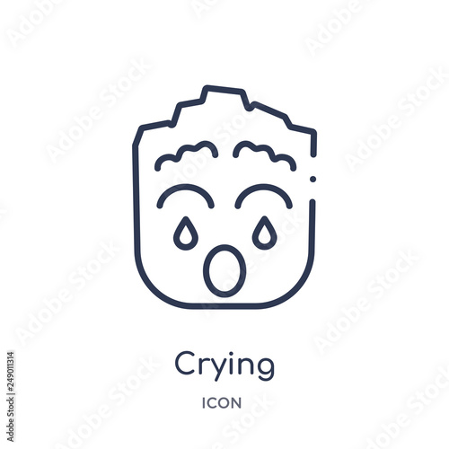 crying icon from smiles outline collection. Thin line crying icon isolated on white background.