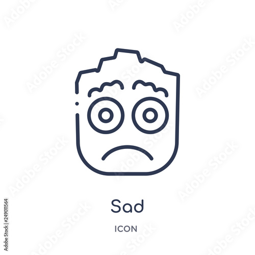 sad icon from smiles outline collection. Thin line sad icon isolated on white background.
