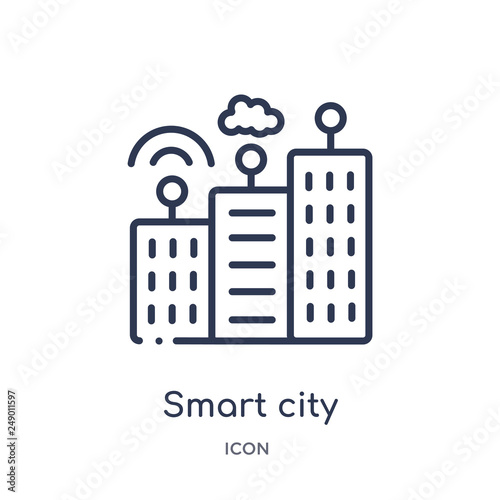 smart city icon from smart house outline collection. Thin line smart city icon isolated on white background.