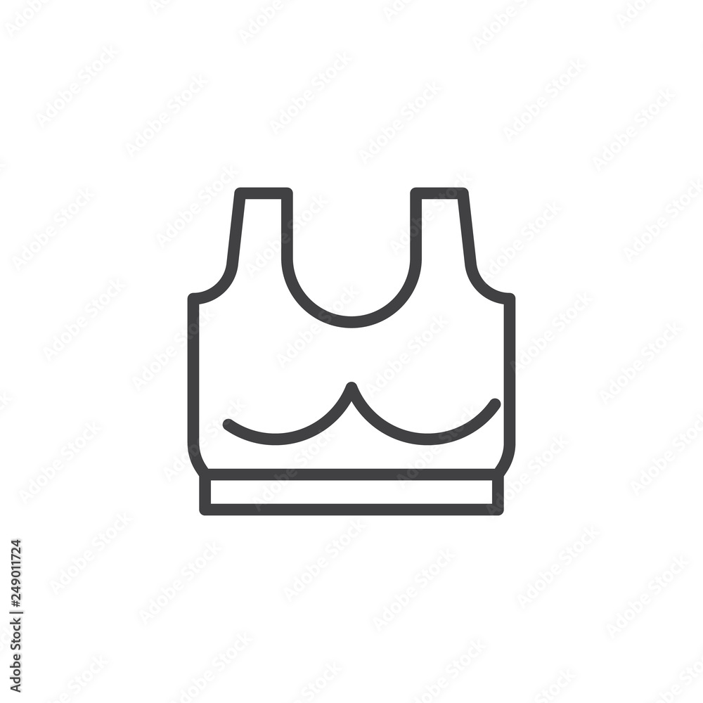 Sports bra line icon. linear style sign for mobile concept and web design. Women's fitness bra outline vector icon. Symbol, logo illustration. Pixel perfect vector graphics Sports bra line icon. linear style sign for mobile concept and web design. Women's fitness bra outline vector icon. Symbol, logo illustration. Pixel perfect vector graphics