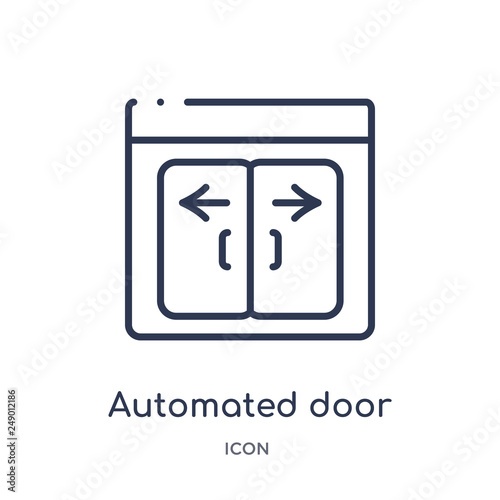 automated door icon from smart home outline collection. Thin line automated door icon isolated on white background.