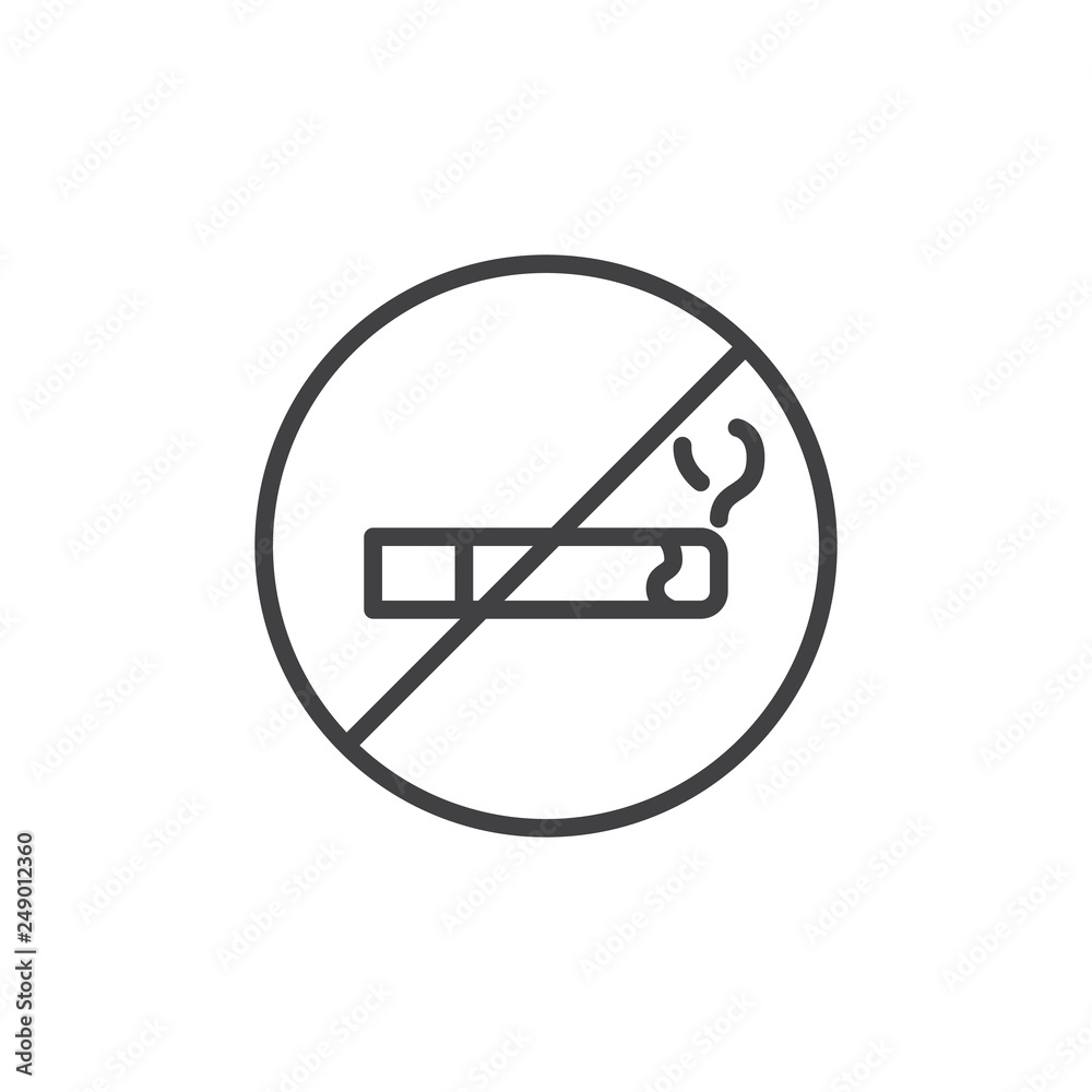 No smoking line icon. linear style sign for mobile concept and web design. Cigarette prohibition sign outline vector icon. Symbol, logo illustration. Pixel perfect vector graphics No smoking line icon. linear style sign for mobile concept and web design. Cigarette prohibition sign outline vector icon. Symbol, logo illustration. Pixel perfect vector graphics