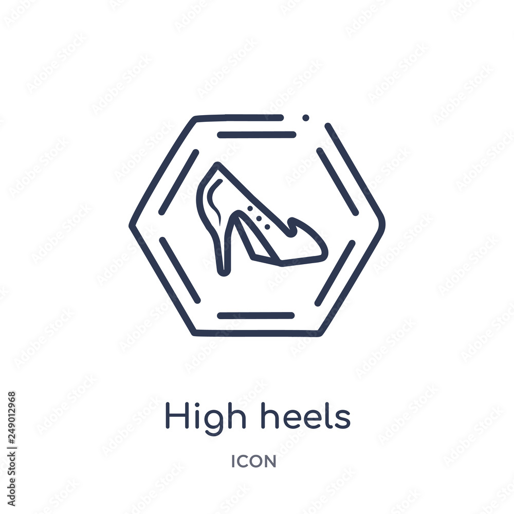 high heels icon from signs outline collection. Thin line high heels icon isolated on white background. high heels icon from signs outline collection. Thin line high heels icon isolated on white background.