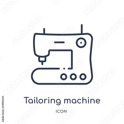 tailoring machine icon from sew outline collection. Thin line tailoring machine icon isolated on white background.