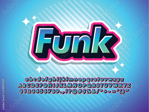 funk sticker text effect cool modern font effect for digital and print poster design, youth outline layered typography compatible with illustrator 10 