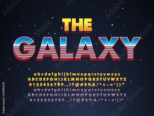Super hero movie sci fi poster, font effect with modern 80s style design, typeface collection set element  compatible with illustrator 10 