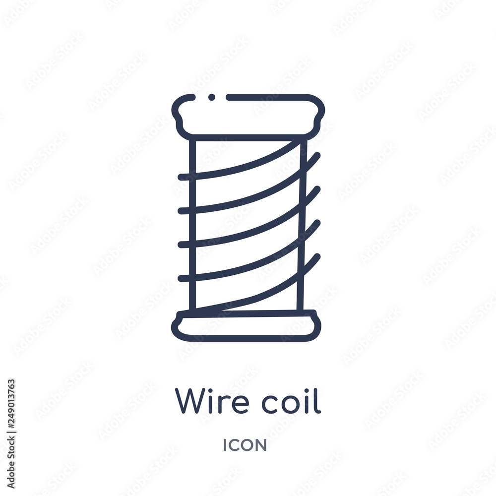 wire coil icon from sew outline collection. Thin line wire coil icon isolated on white background. wire coil icon from sew outline collection. Thin line wire coil icon isolated on white background.