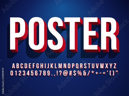 Modern 3d poster font headline and banner tittle Text with shadow and dark blue background compatible with illustrator 10 