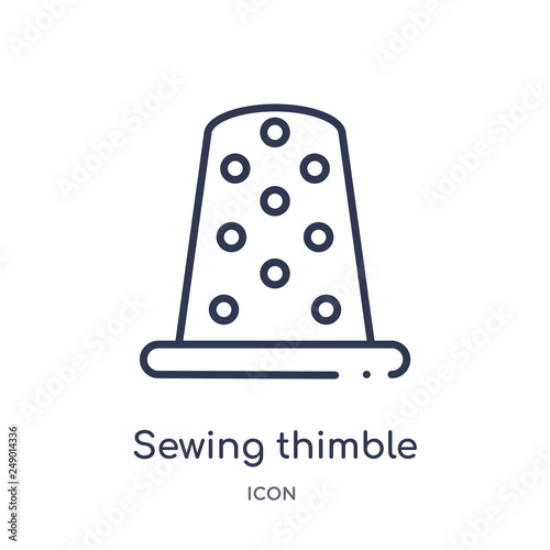 sewing thimble icon from sew outline collection. Thin line sewing thimble icon isolated on white background.
