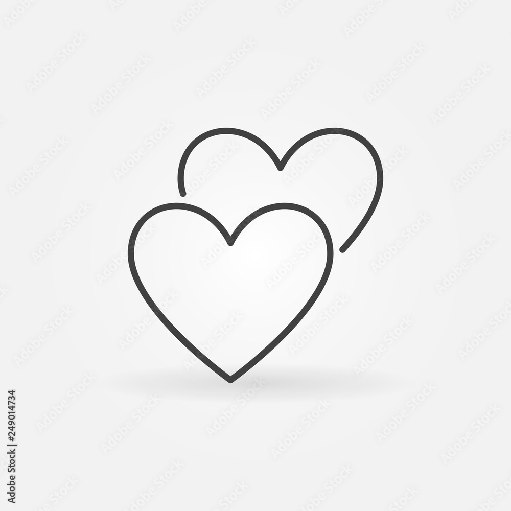 2 Hearts line icon. Vector Love concept symbol or design element in outline style